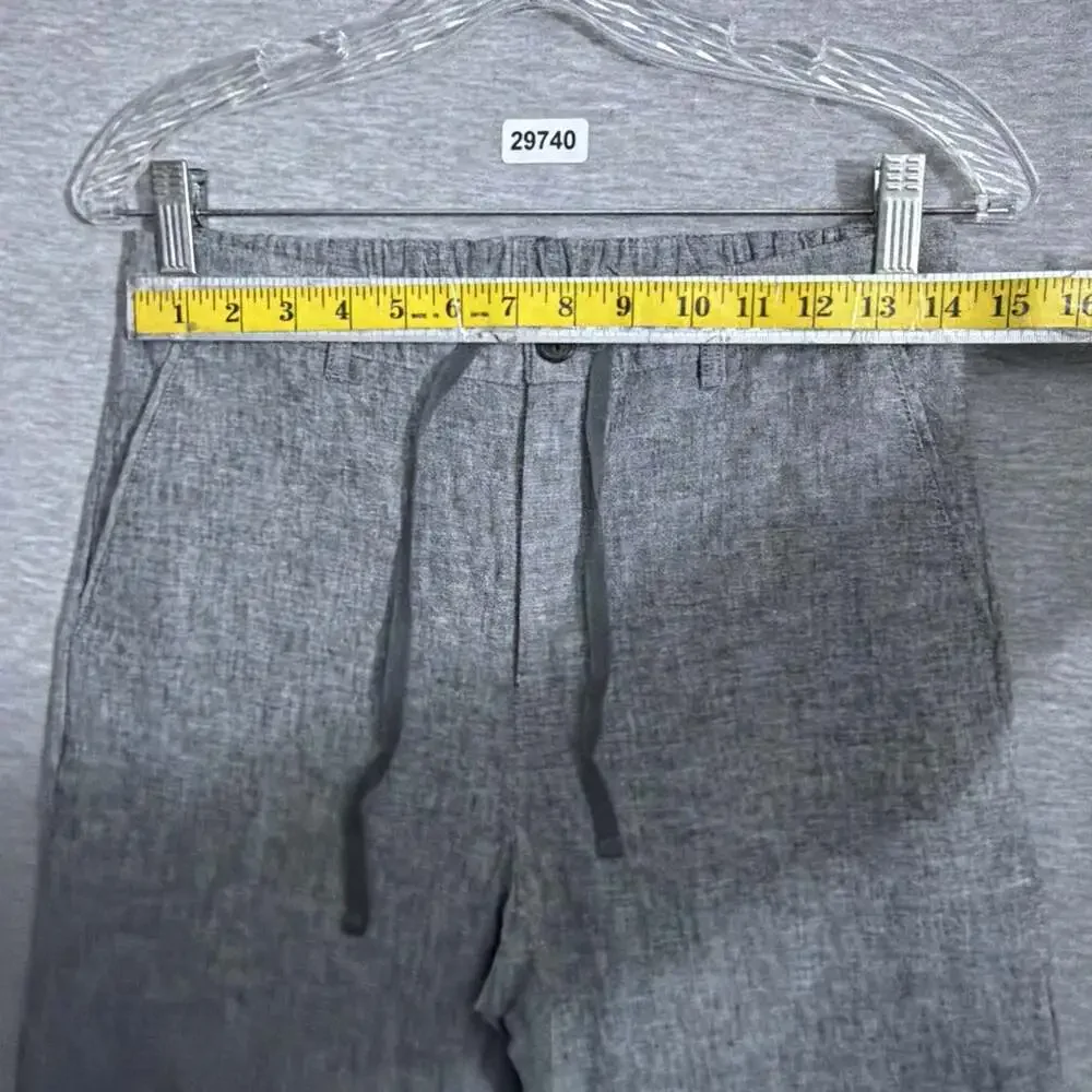 Uniqlo Men's Size Small Gray Linen Blend Tapered Slim Drawstring Casual Pants